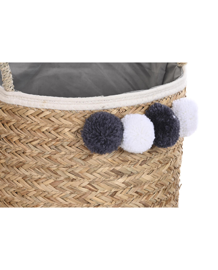 CESTA SET 3 FIBRA ALGODON 41X37X36 POMPON NATURAL