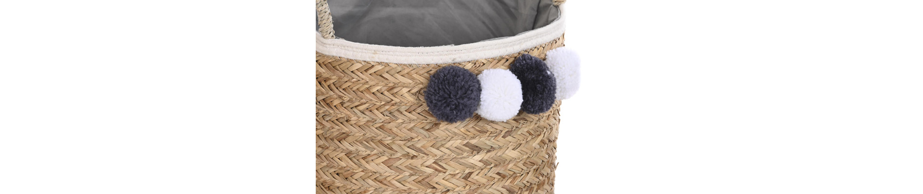 CESTA SET 3 FIBRA ALGODON 41X37X36 POMPON NATURAL