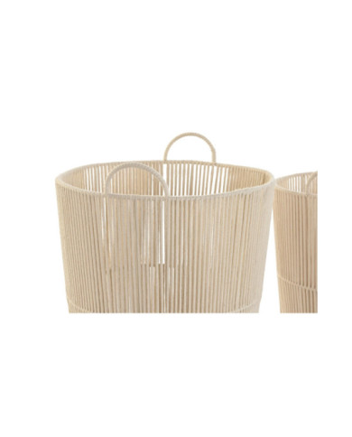 CESTA SET 3 ALGODON METAL 42X42X51 BEIGE