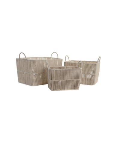 CESTA SET 3 ALGODON METAL 39X29X31 BEIGE