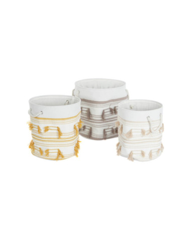 CESTA SET 3 POLIESTER ALGODON 43X43X45 FLECOS