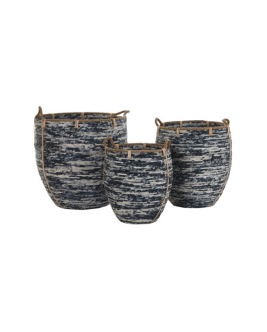 CESTA SET 3 RATAN 52X52X60 NEGRO
