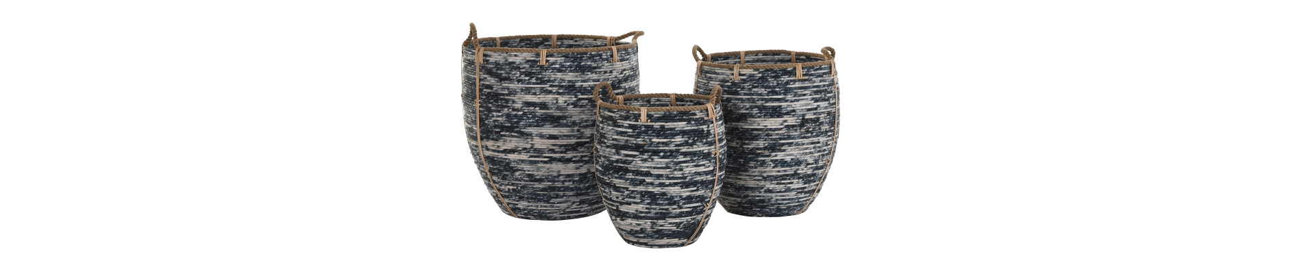 CESTA SET 3 RATAN 52X52X60 NEGRO