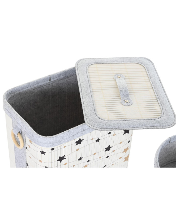 CESTA ROPA SET 4 BAMBU FIELTRO 41X31X42 ESTRELLAS