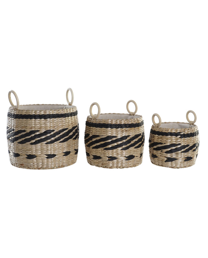 CESTA SET 3 FIBRA POLIESTER 30X30X25 NATURAL