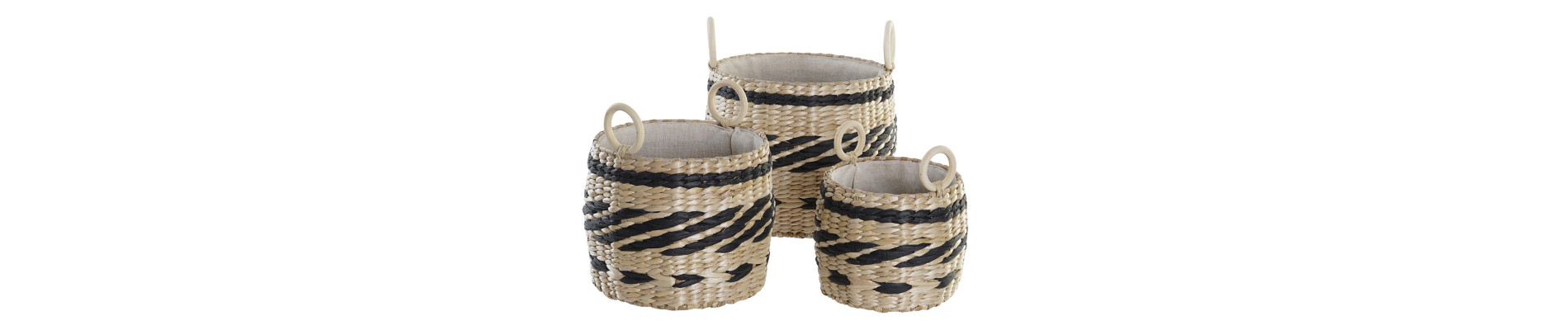 CESTA SET 3 FIBRA POLIESTER 30X30X25 NATURAL