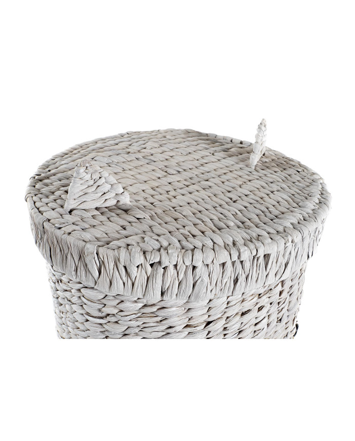 CESTA ROPA FIBRA 42X42X63 GATO BLANCO
