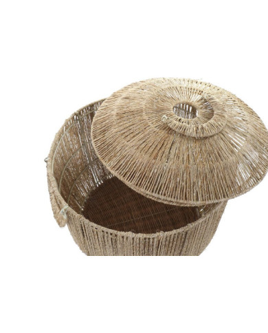 CESTA SET 2 YUTE METAL 51X51X48 TAPA NATURAL