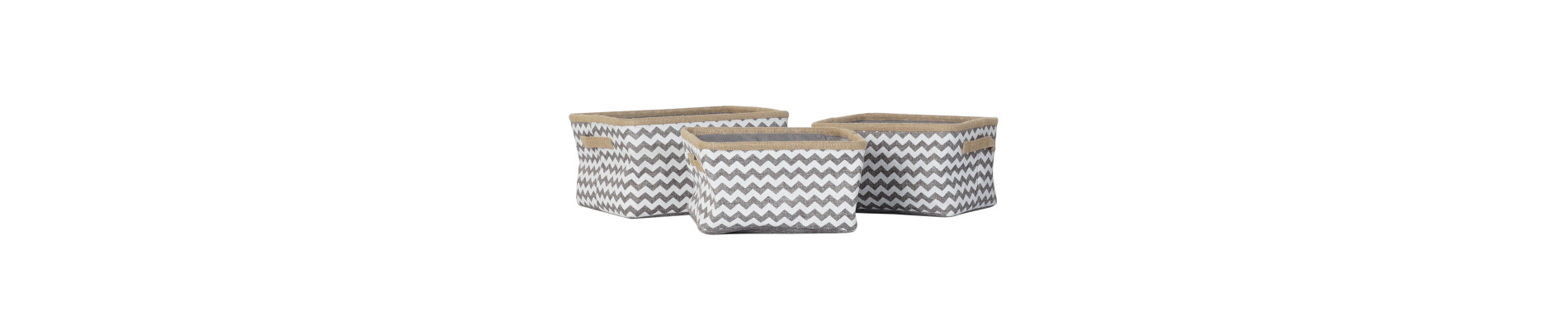 CESTA SET 3 POLIESTER YUTE 36X31X20 ZIG ZAG GRIS