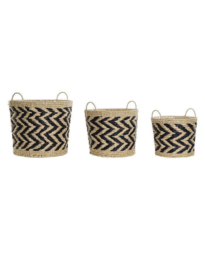 CESTA SET 3 FIBRA 40X40X35 NATURAL MARRON CLARO