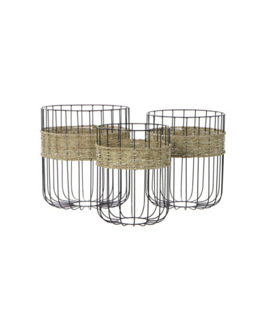 CESTA SET 3 FIBRA METAL 35X35X40 NEGRO