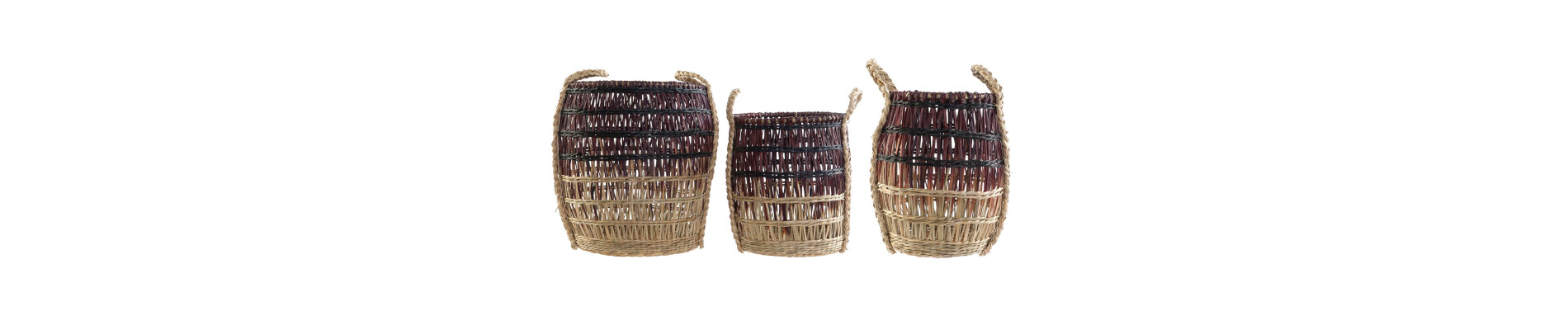 CESTA SET 3 SEAGRASS 39X39X41 NATURAL LILA