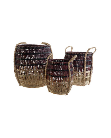 CESTA SET 3 SEAGRASS 39X39X41 NATURAL LILA