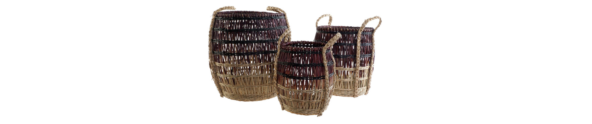 CESTA SET 3 SEAGRASS 39X39X41 NATURAL LILA