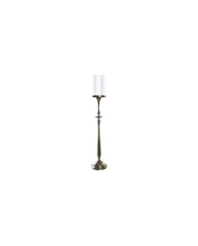 CANDELABRO ALUMINIO CRISTAL 13X13X71 DESGASTADO