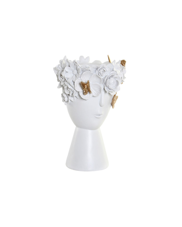 FIGURA RESINA 19,8X19,2X30,5 CARA MACETERO BLANCO