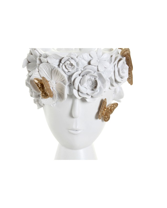 FIGURA RESINA 19,8X19,2X30,5 CARA MACETERO BLANCO