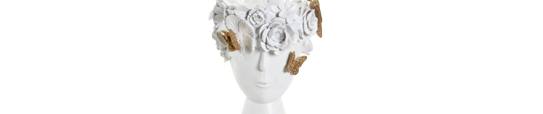 FIGURA RESINA 19,8X19,2X30,5 CARA MACETERO BLANCO