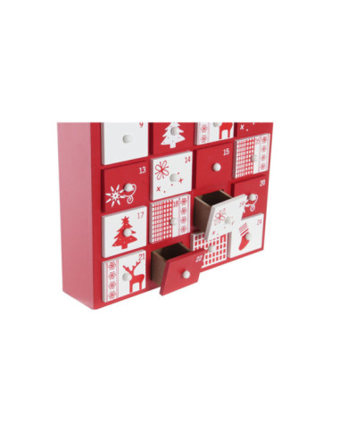 CALENDARIO ADVIENTO MDF 27X7X38 CASA ROJO