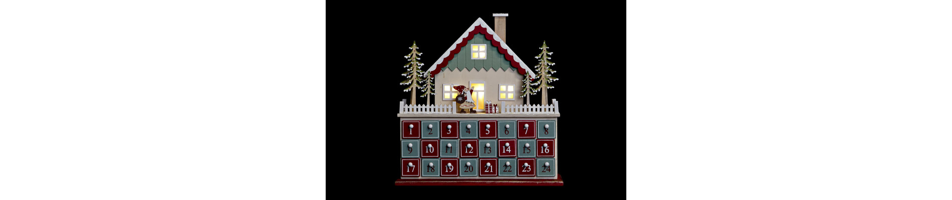 CALENDARIO ADVIENTO MADERA 32X8X33 CASA 2 SURT.