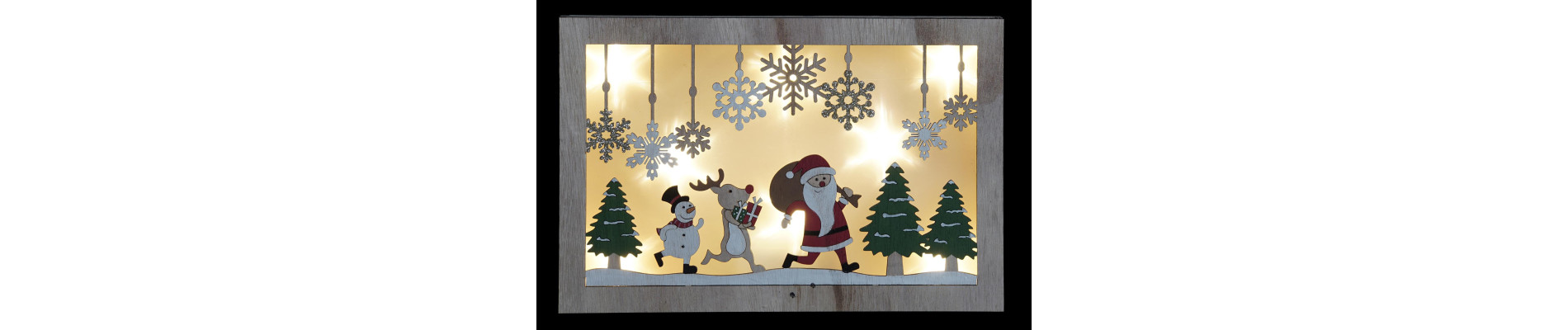 DECORACION LUMINOSA MADERA LED 28X3X18 2 SURT.