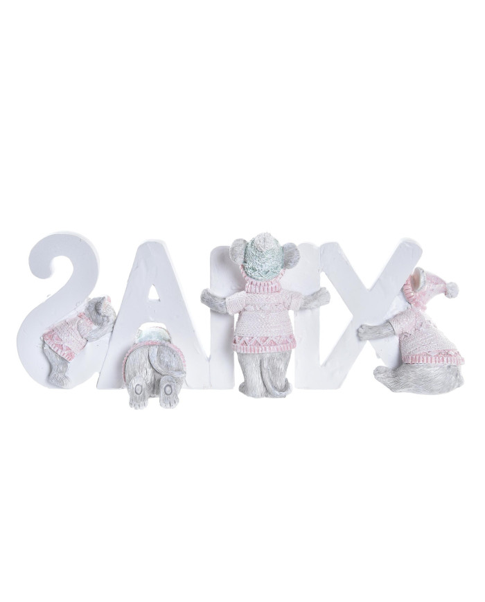 FIGURA RESINA 21,5X7,5X8 XMAS ROSA