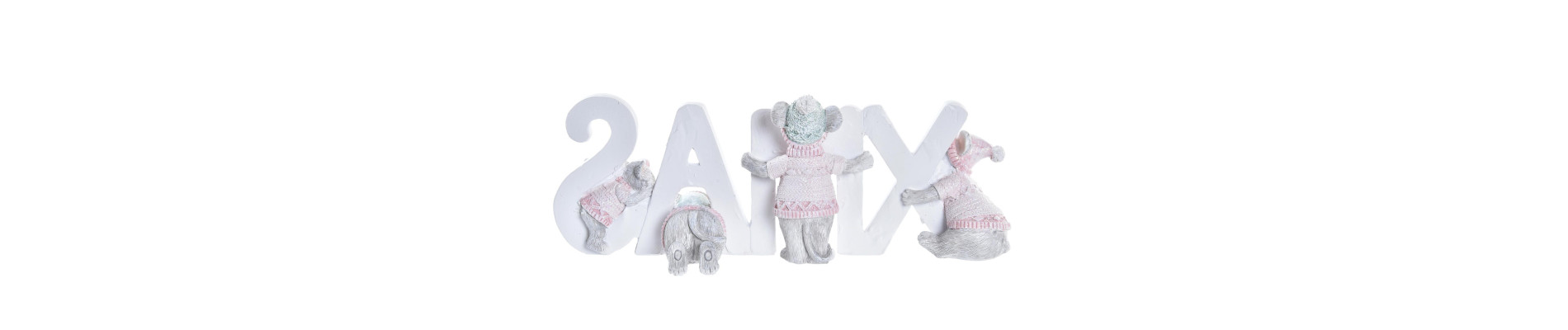 FIGURA RESINA 21,5X7,5X8 XMAS ROSA