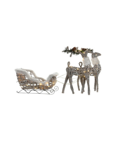 DECORACION SET 3 LED MIMBRE 60X30X37 BLANCO