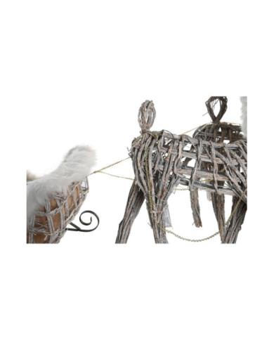 DECORACION SET 3 LED MIMBRE 60X30X37 BLANCO