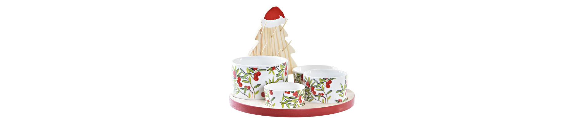 APERITIVO SET 5 GRES BAMBU 22X22X15 ARBOL ROJO