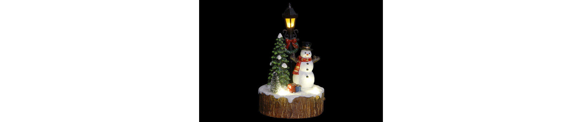 FIGURA LED RESINA 9X9X13 MUÑECO NIEVE/CORO 2 SURT.