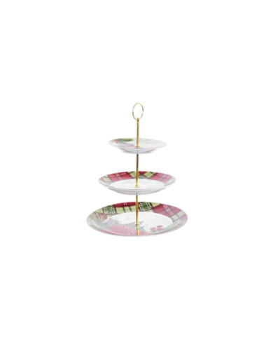 FRUTERO PORCELANA METAL 27X27X35 3PISOS FLORES