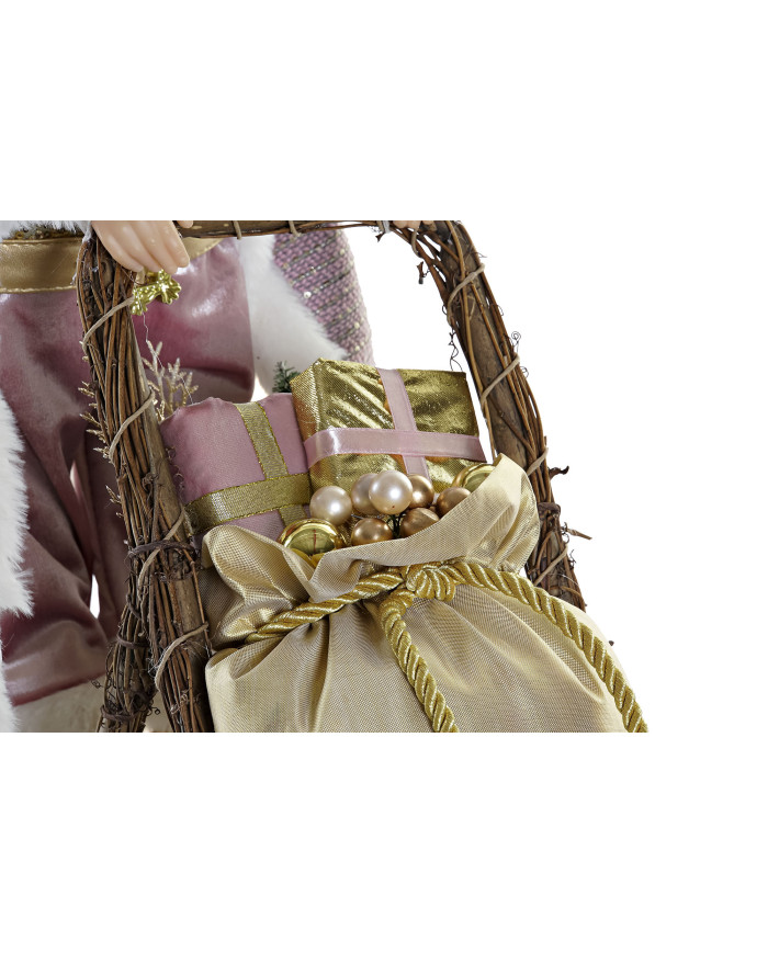 FIGURA POLIESTER MADERA 42X25X48 TRINEO ROSA