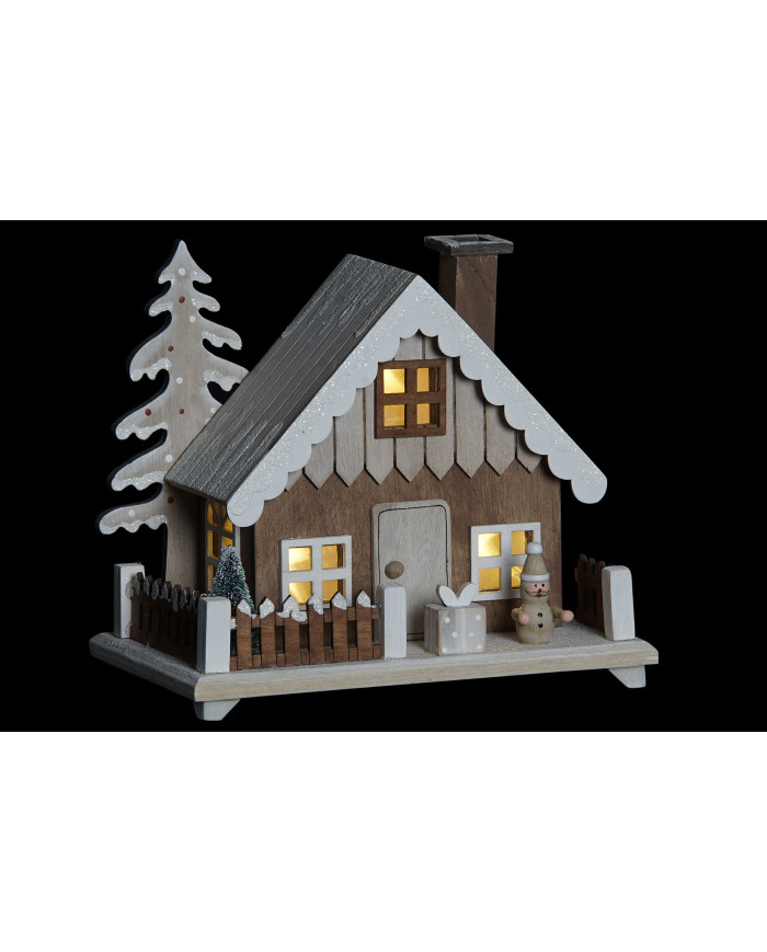 DECORACION LUMINOSA MADERA LED 19X12X16 CASA