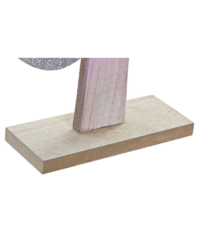 DECORACION MADERA 20X6X39,5 ARBOL PURPURINA ROSA