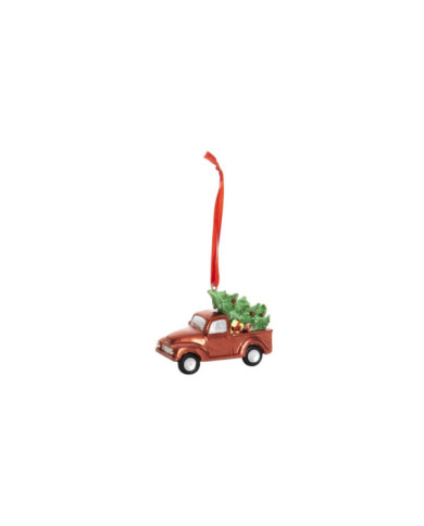 DECORACION COLGANTE RESINA 7,5X3X6 COCHE ROJO