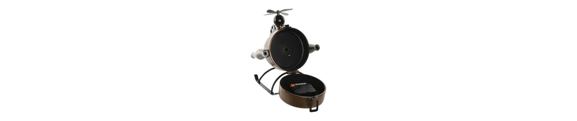 RELOJ SOBREMESA METAL 18X23X24 HELICOPTER 2 SURT.