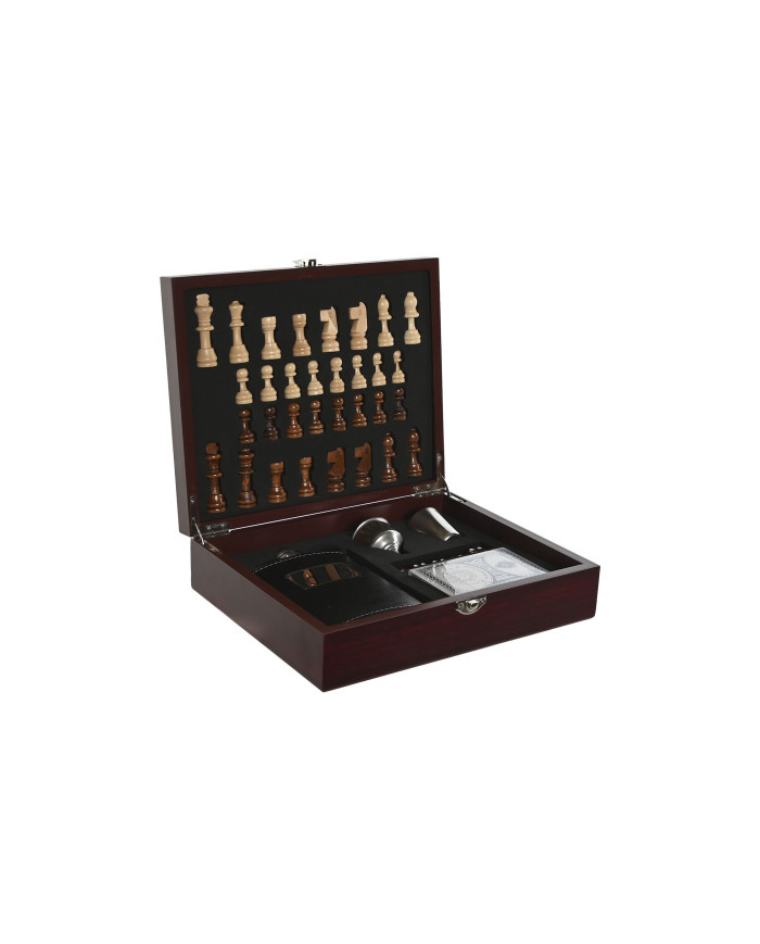 VINO SET 7 MDF 24X19X7 AJEDREZ POKER MARRON
