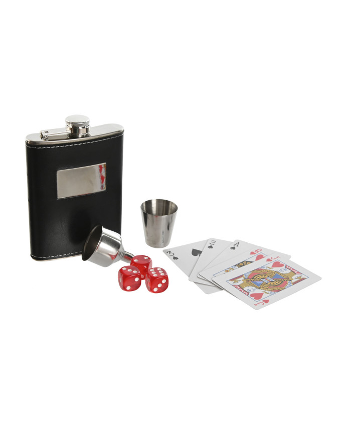 VINO SET 7 MDF 24X19X7 AJEDREZ POKER MARRON