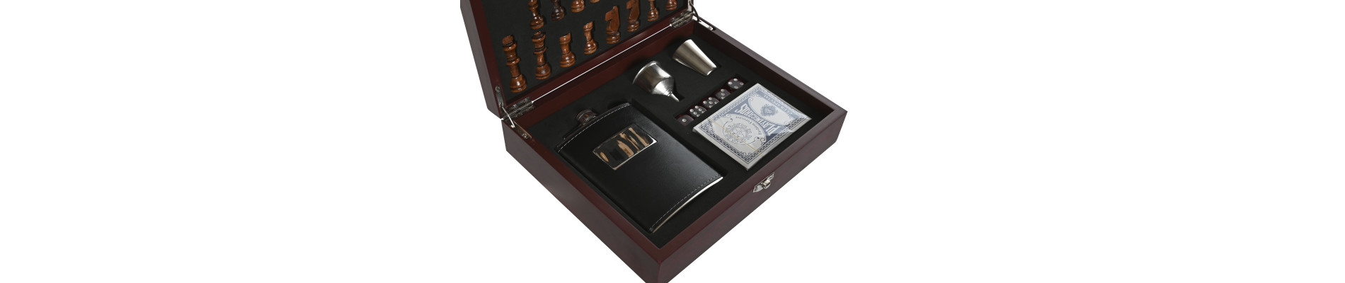 VINO SET 7 MDF 24X19X7 AJEDREZ POKER MARRON