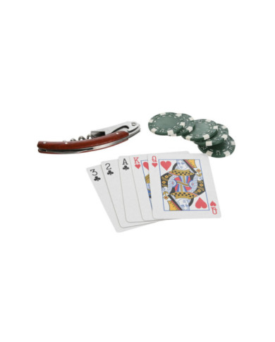 VINO SET 4 MDF 36X11X14 POKER MATE MARRON