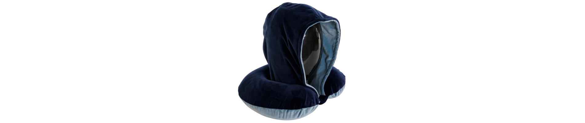 COJIN VIAJE POLIESTER 30X10X32 CAPUCHA AZUL MARINO