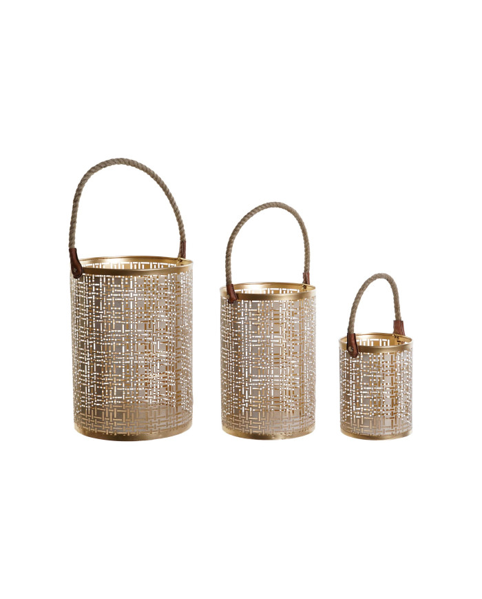 PORTAVELA SET 3 METAL YUTE 25X25X35 BLANCO