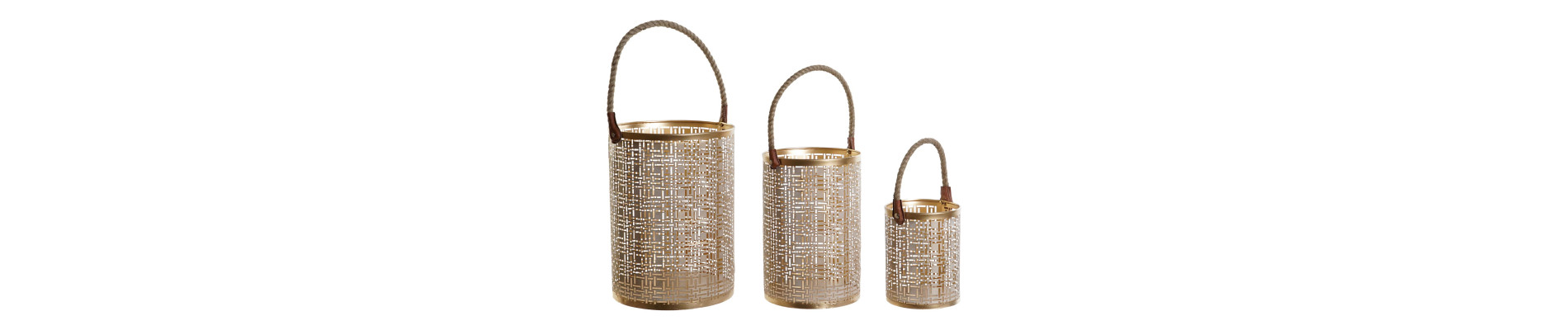 PORTAVELA SET 3 METAL PIEL 25X25X45 BLANCO