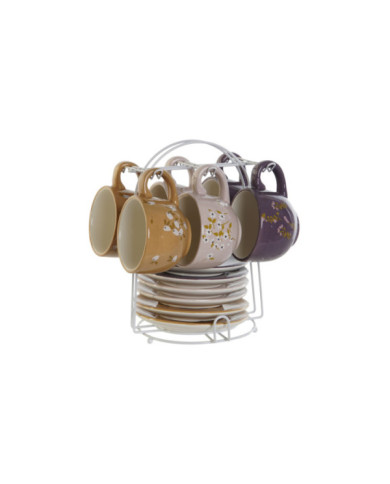 CAFE SET 6 DOLOMITE METAL 20X18X20 180 ML ROSA