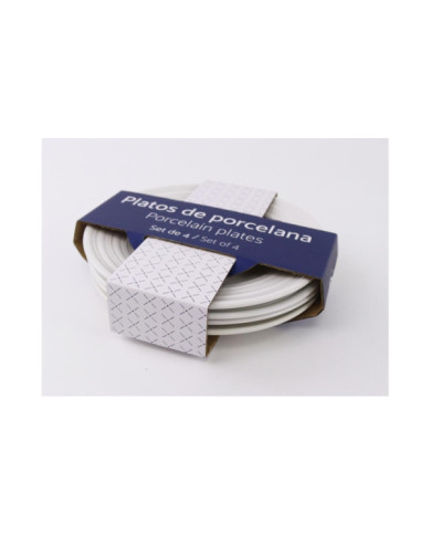 PLATO SET 4 PORCELANA 19X19X2 BLANCO