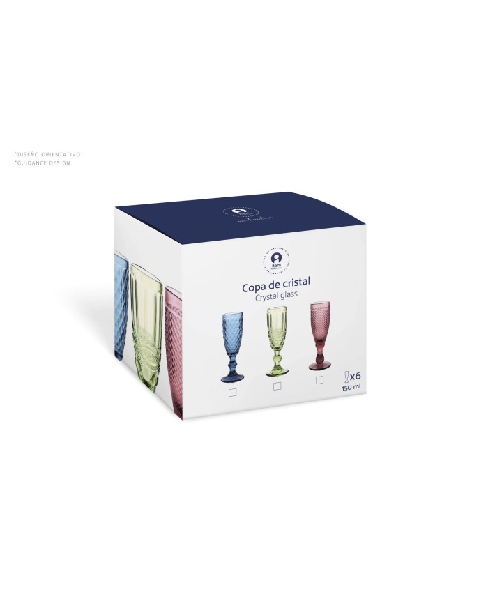 VASO SET 6 CRISTAL 8X8X10 240ML, SURTIDO RELIEVE