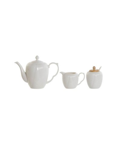 TETERA SET 4 PORCELANA BAMBU 24X20X7 BLANCO