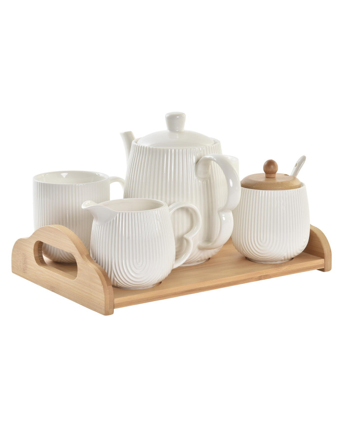 CAFE SET 6 PORCELANA BAMBU 29X26X7 BLANCO