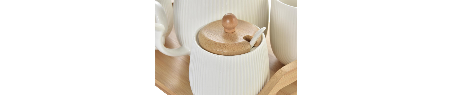 CAFE SET 6 PORCELANA BAMBU 29X26X7 BLANCO
